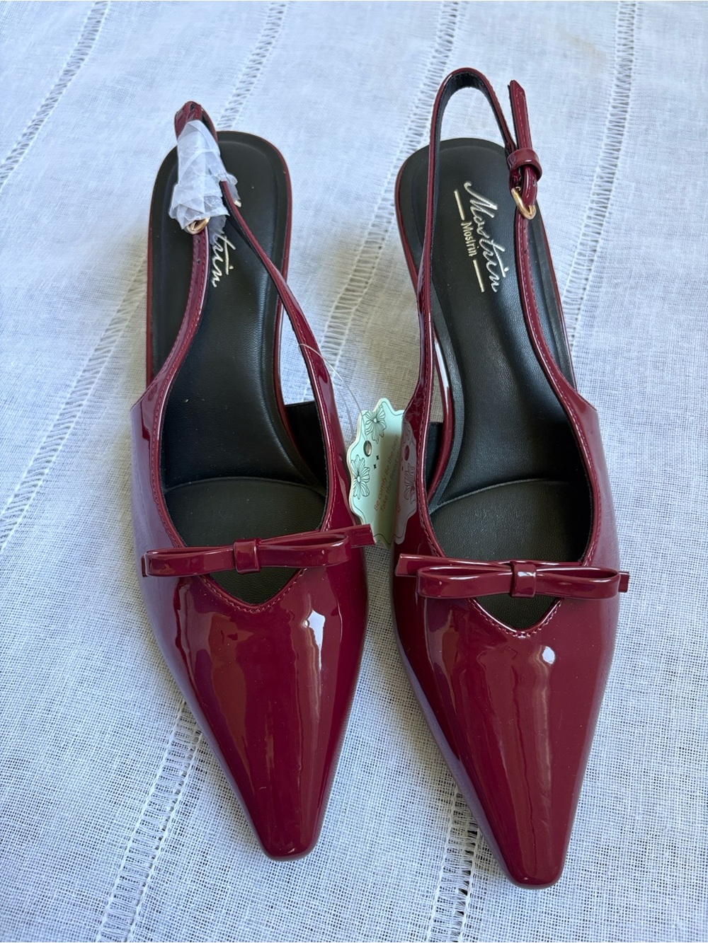 Mostrin NWT Burgundy Patent Slingback Pointed Toe Flats
